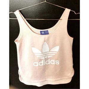 Adidas Light Pink Sleeveless High Low Hem Jersey Mesh Cropped Tank Top Size XS